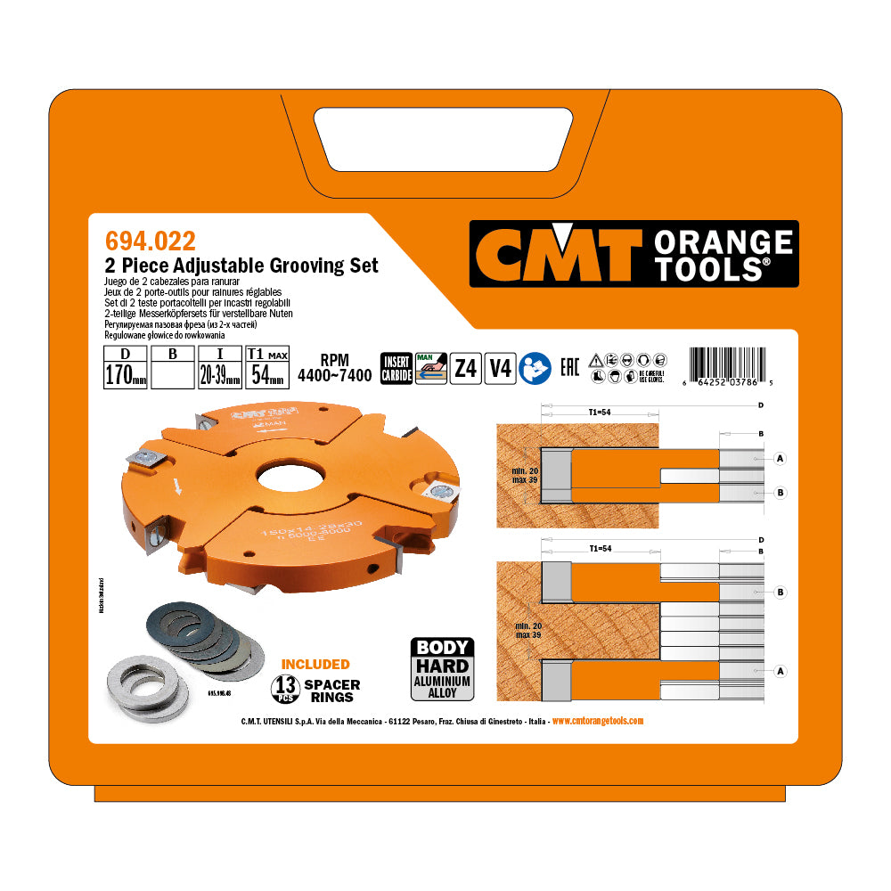 Adjustable Grooving Cutter Heads Sets (2 pcs.) - Professional Cutter for Industrial Woodworking
