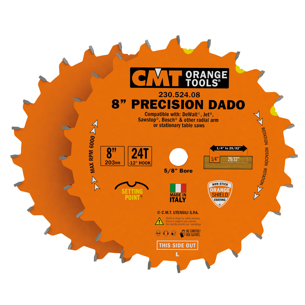230.524.08 Precision Dado - 24T LONG LIFE - Professional Dado for Industrial Woodworking