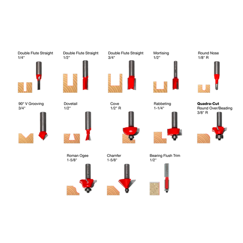 13-Piece Super Bit Set - Professional for Industrial Woodworking