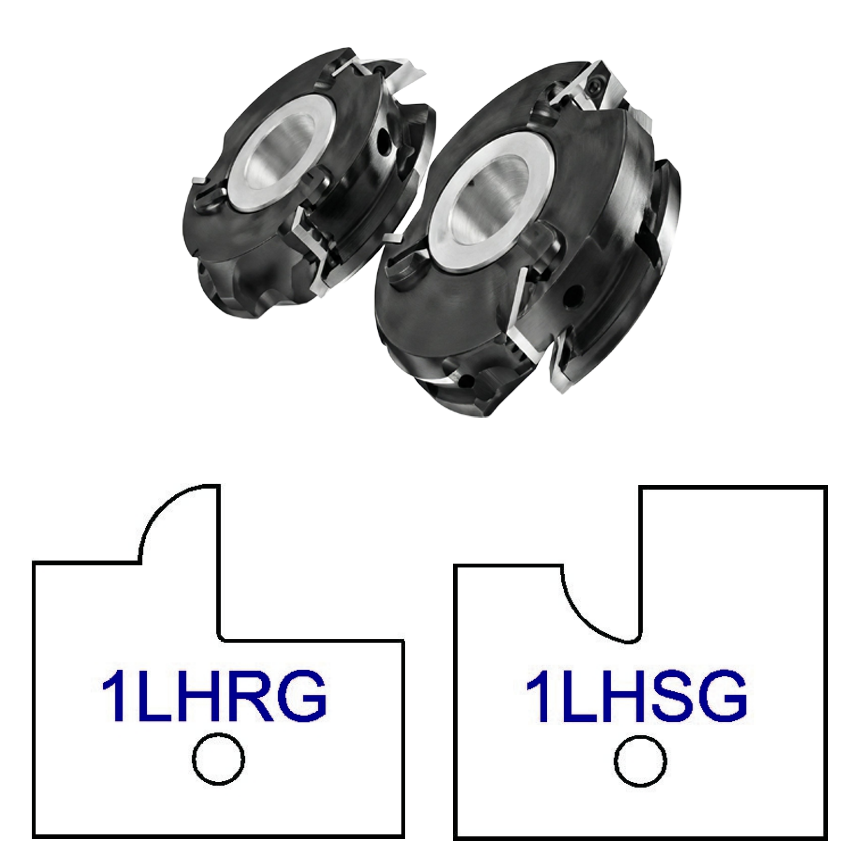 1LHG No Glass Door Patterns - 3 Wing Stile & Rail Cutters - Professional Insert Cutter for Industrial Woodworking