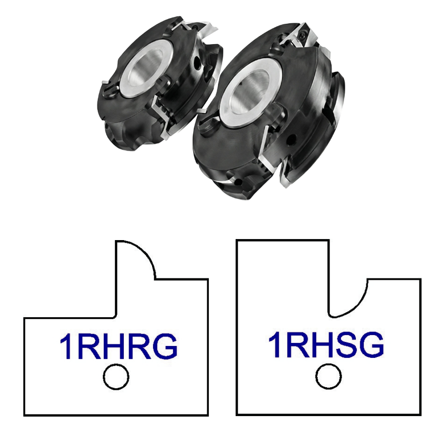 1RHG No Glass Door Patterns - 3 Wing Stile & Rail Cutters - Professional Insert Cutter for Industrial Woodworking
