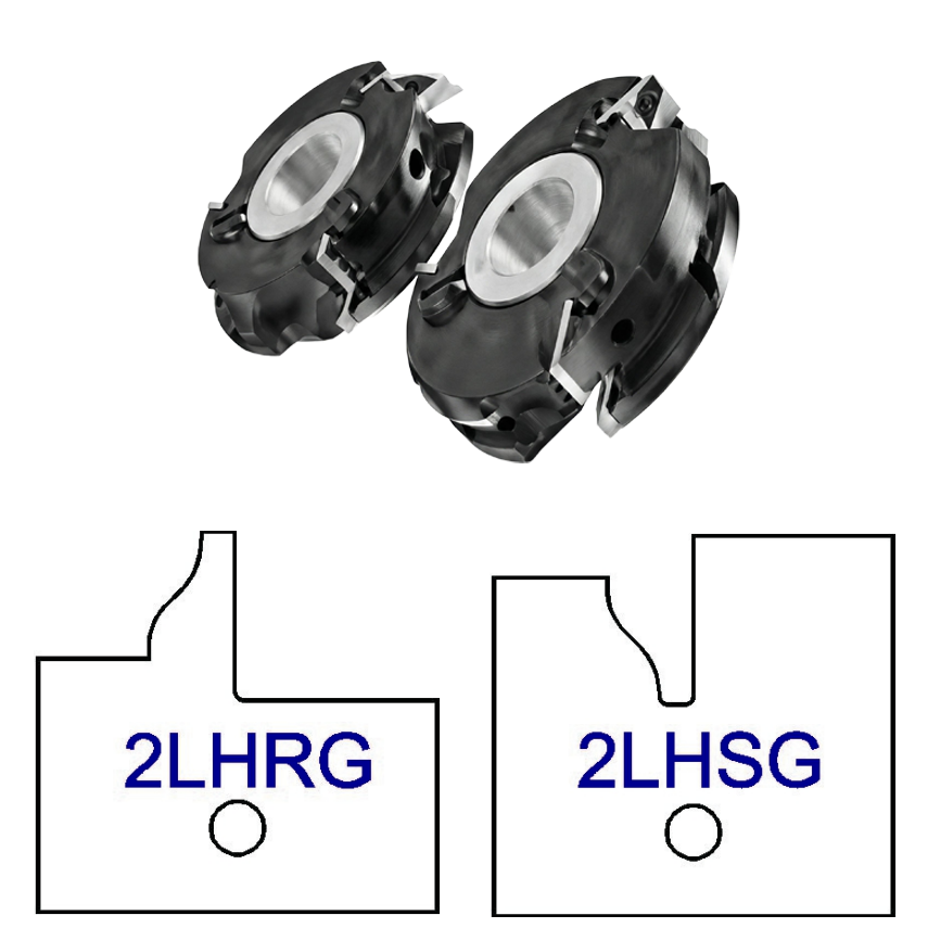 2LHG No Glass Door Patterns - 3 Wing Stile & Rail Cutters - Professional Insert Cutter for Industrial Woodworking