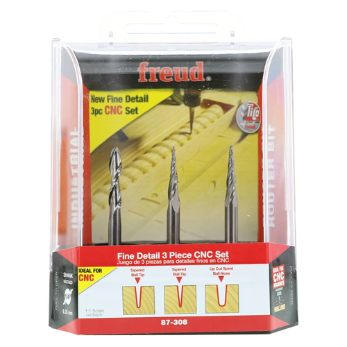 3-Piece CNC Fine Detail Set - Professional for Industrial Woodworking