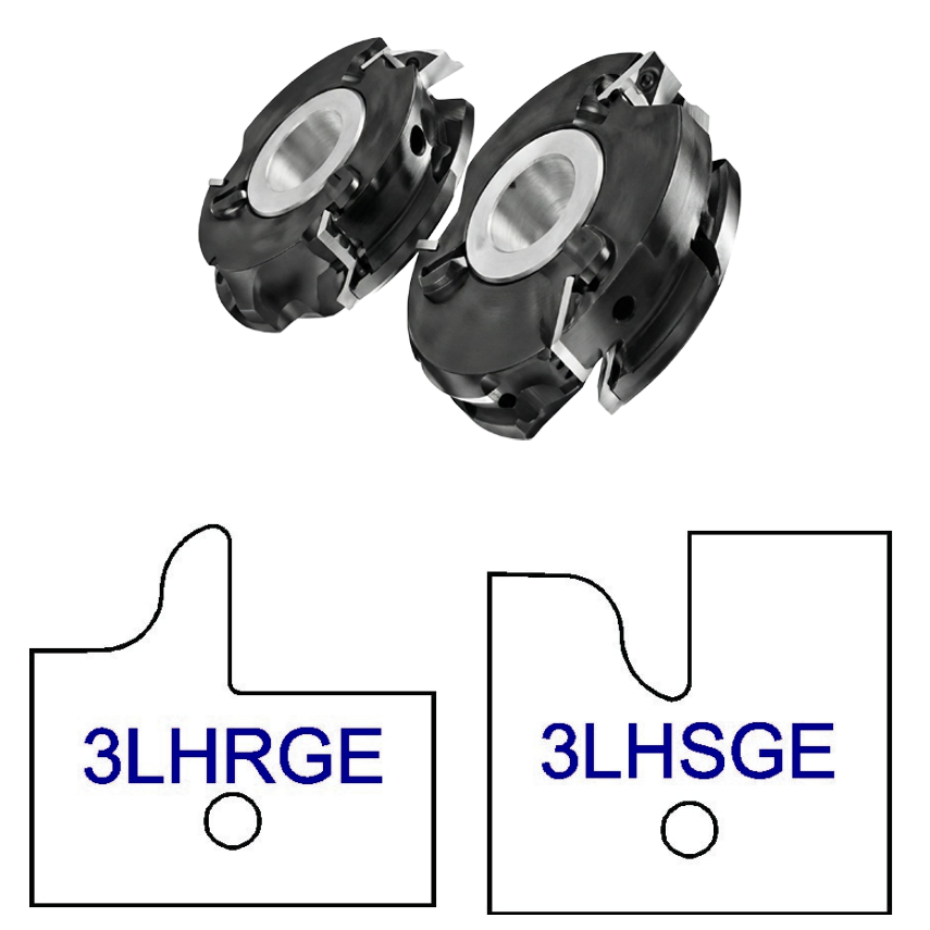 3LHG Yes Glass Door Patterns - 3 Wing Stile & Rail Cutters - Professional Insert Cutter for Industrial Woodworking