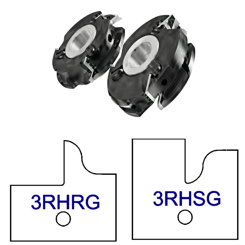 3RHG No Glass Door Patterns - 3 Wing Stile & Rail Cutters - Professional Insert Cutter for Industrial Woodworking