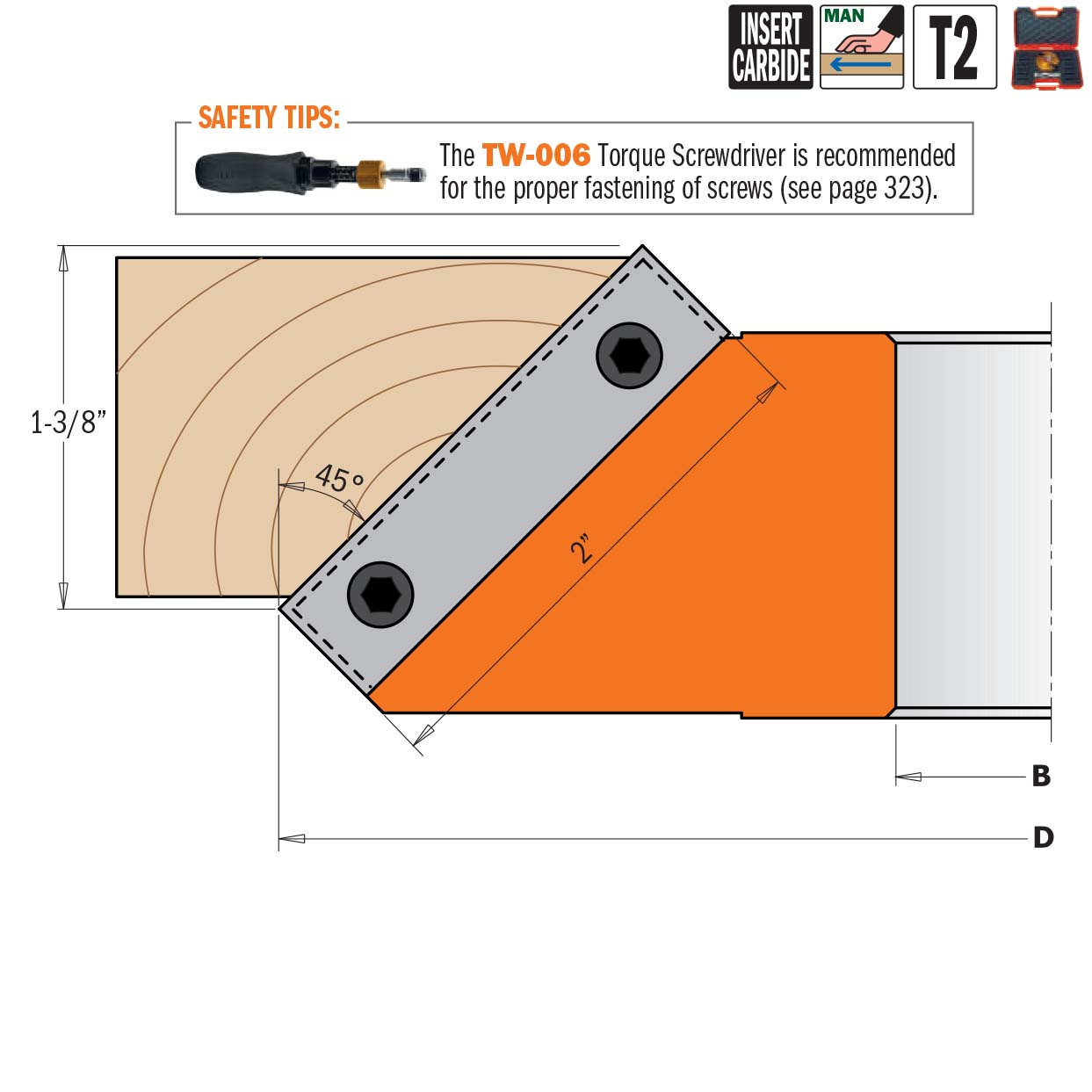 Forty-Five° Chamfer Cutter Heads - Professional Cutter for Industrial Woodworking