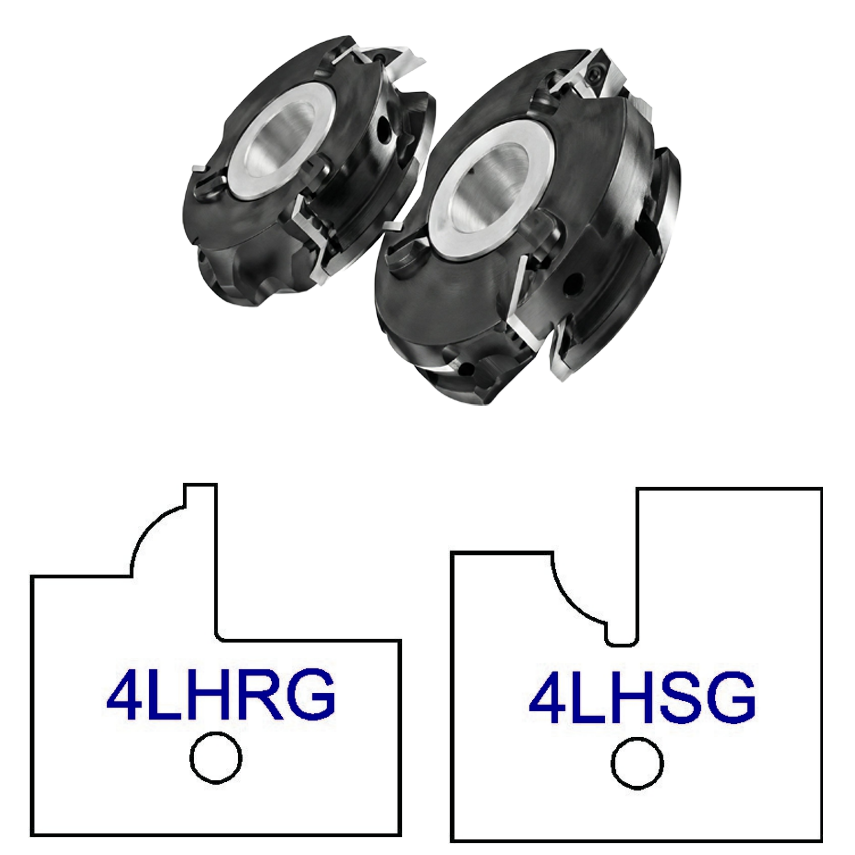 4LHG No Glass Door Patterns - 3 Wing Stile & Rail Cutters - Professional Insert Cutter for Industrial Woodworking