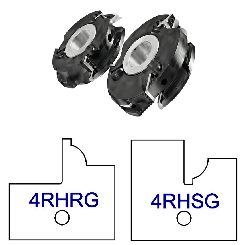 4RHG No Glass Door Patterns - 3 Wing Stile & Rail Cutters - Professional Insert Cutter for Industrial Woodworking