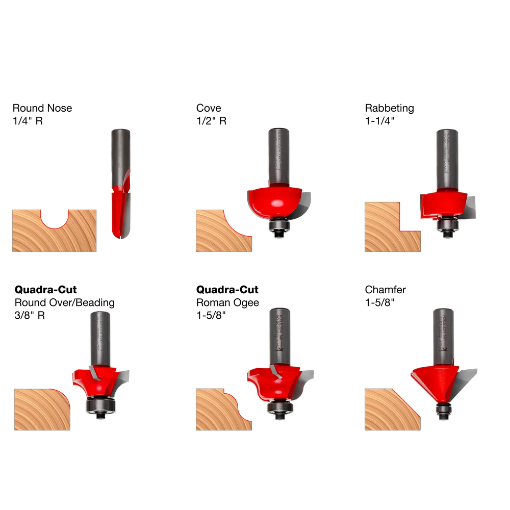 6-Piece Starter Bit Set - Professional for Industrial Woodworking