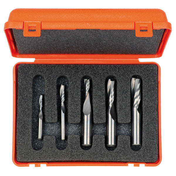 191.000.02 Five Piece Solid Carbide Spiral Bit Sets - Professional Router Bits & Sets for Industrial Woodworking