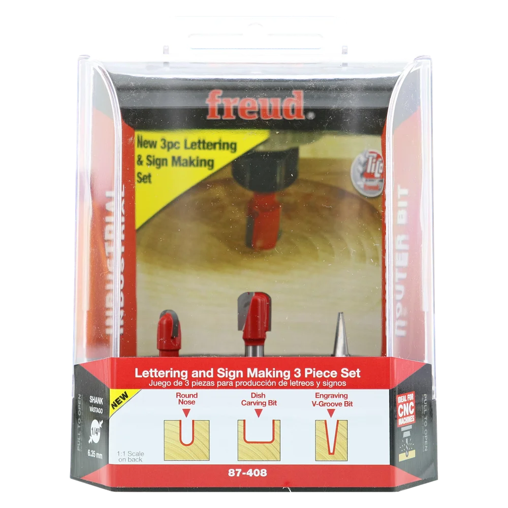 3-Piece Lettering & Sign Bit Set - Professional for Industrial Woodworking