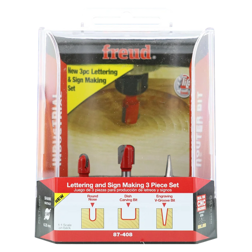3-Piece Lettering & Sign Bit Set - Professional for Industrial Woodworking