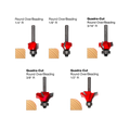 89-102 5-Piece Round Over/Beading Bit Sets - Professional for Industrial Woodworking