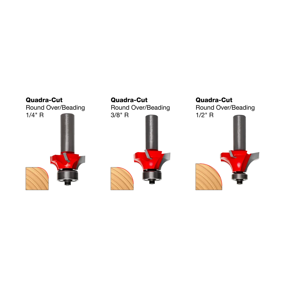 89-150 3-Piece Round Over/Beading Bit Sets - Professional for Industrial Woodworking