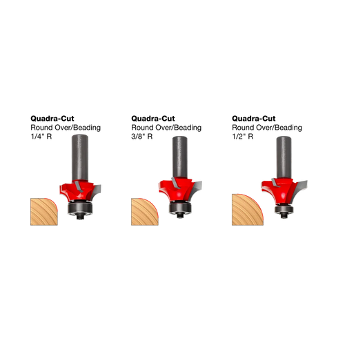 89-150 3-Piece Round Over/Beading Bit Sets - Professional for Industrial Woodworking