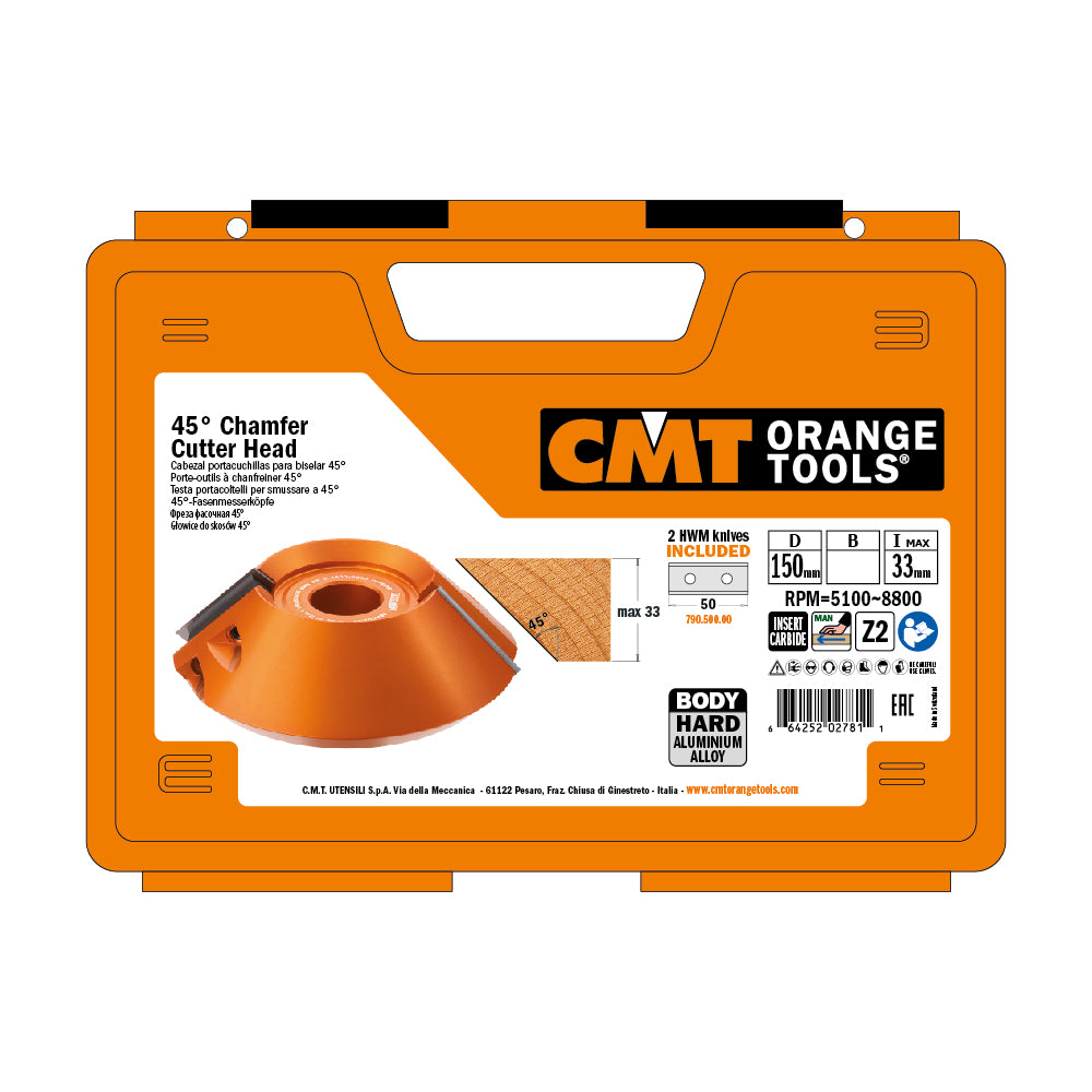 Forty-Five° Chamfer Cutter Heads - Professional Cutter for Industrial Woodworking