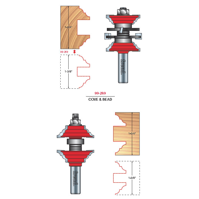 99-269 Entry & Interior Door Router Bit System - Professional Entry & Interior Door Router Bit System for Industrial Woodworking