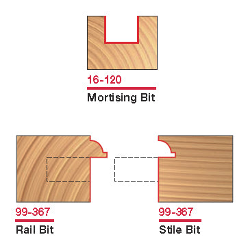 98-307 3-Piece French Door Bit Set - Professional for Industrial Woodworking