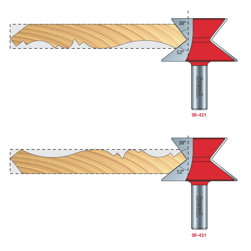 99-421 Wide Crown Molding System - Professional Reversible Wainscoting Bit for Industrial Woodworking