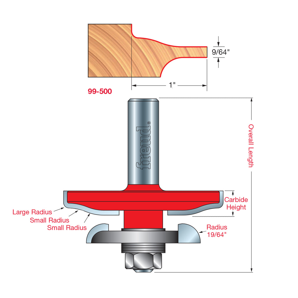 99-500 Quadra-Cut™ Raised Panel Bits with Backcutters - Professional for Industrial Woodworking