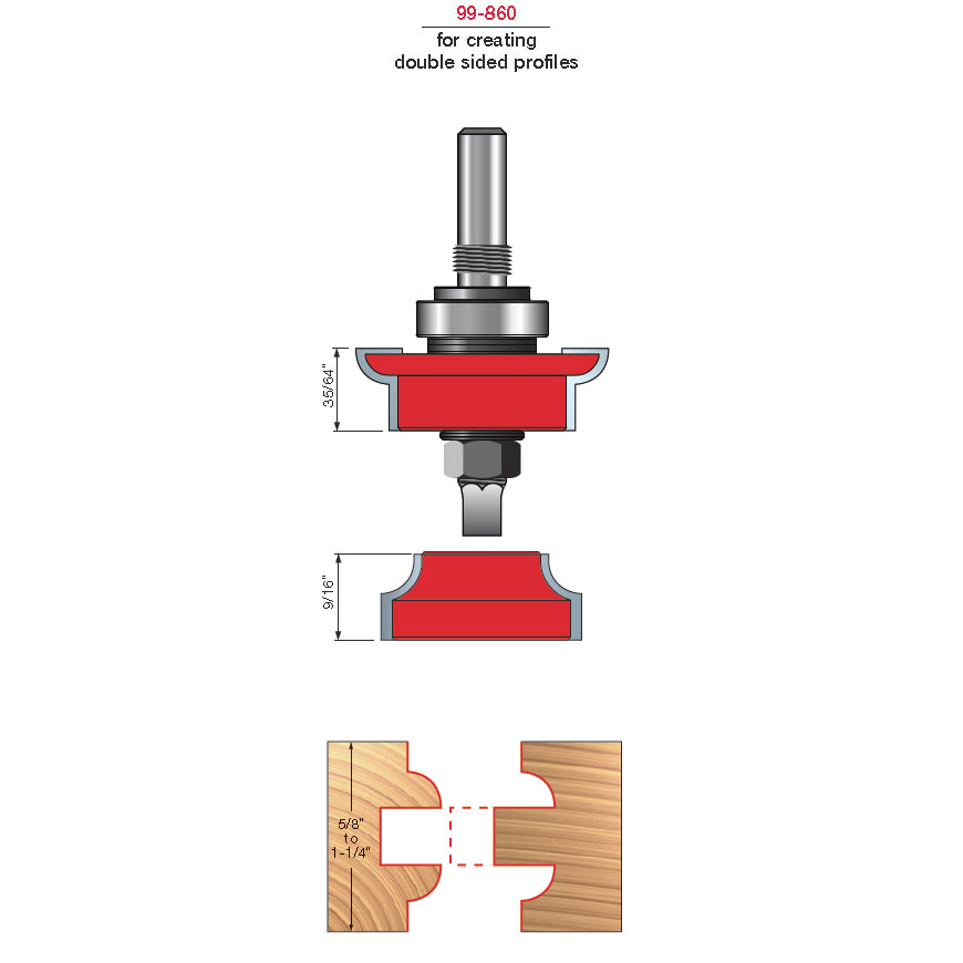 99-860 Premier Adjustable Rail & Stile Bit Sets - Professional Premier Adjustable Rail & Stile Bit Sets for Industrial Woodworking