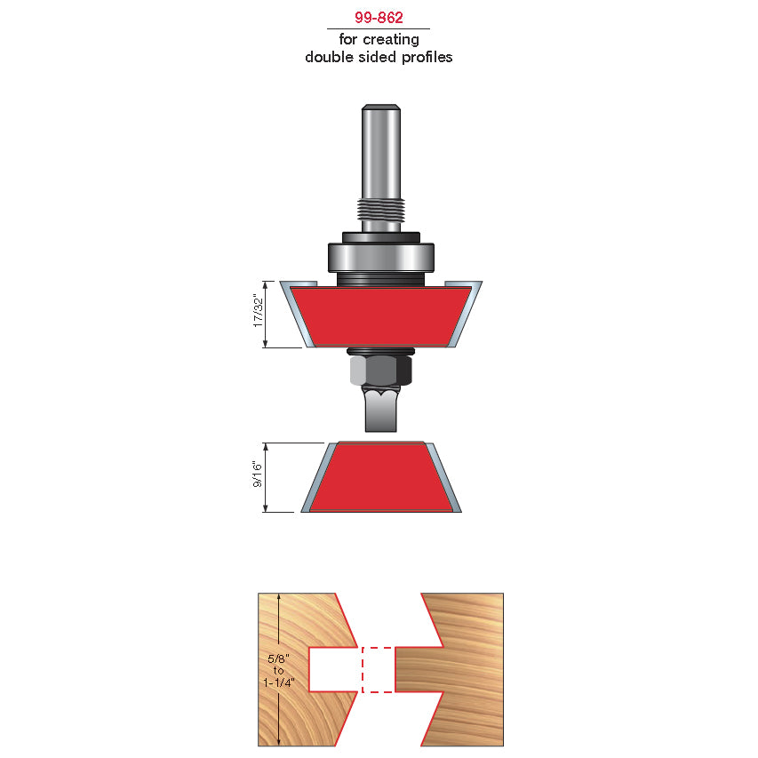 99-862 Premier Adjustable Rail & Stile Bit Sets - Professional Premier Adjustable Rail & Stile Bit Sets for Industrial Woodworking