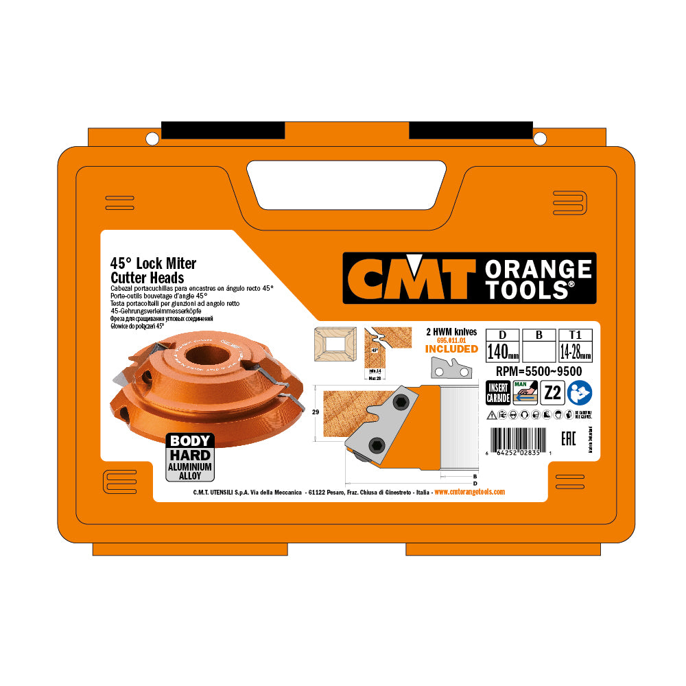 Forty-Five° Lock Miter Cutter Heads - Professional Cutter for Industrial Woodworking
