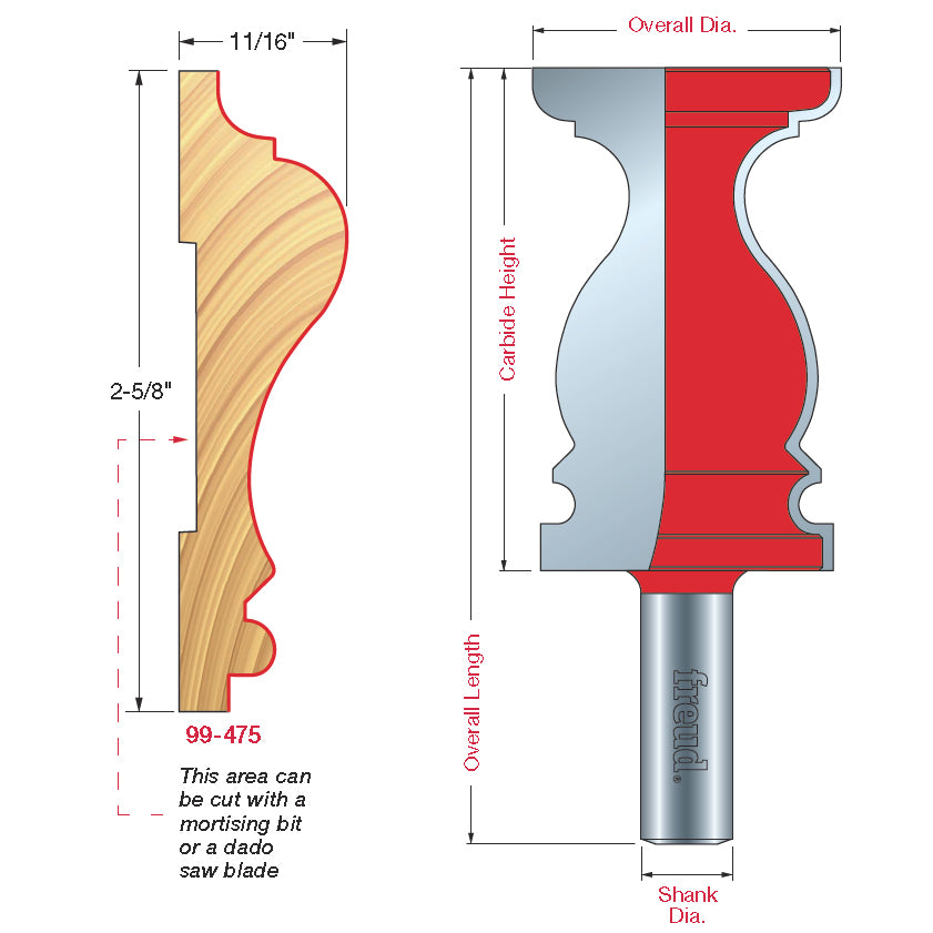 99-475 Chair Rail Bits - Professional Chair Rail Bits for Industrial Woodworking