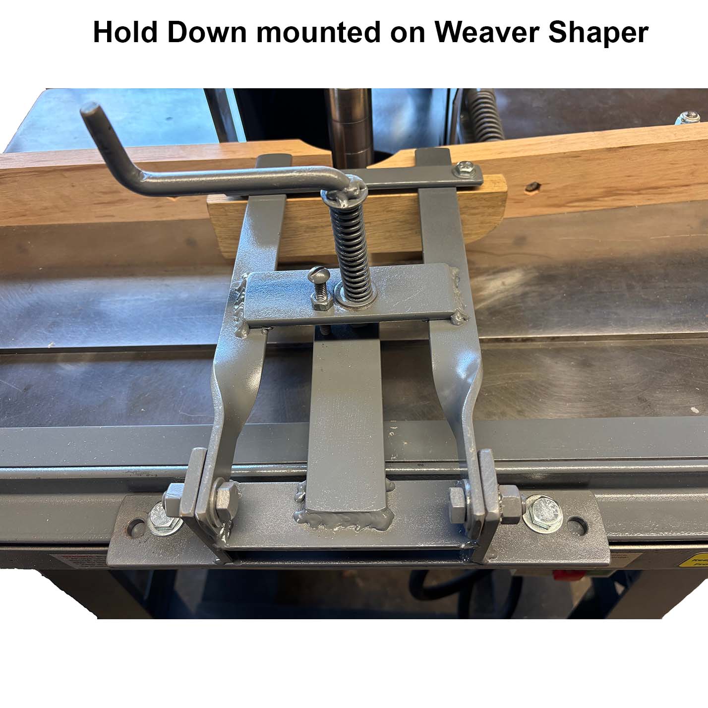 Hold Down 4" Weaver Sticker Plate Setup w/ Hold Down - Professional Setup for Industrial Woodworking