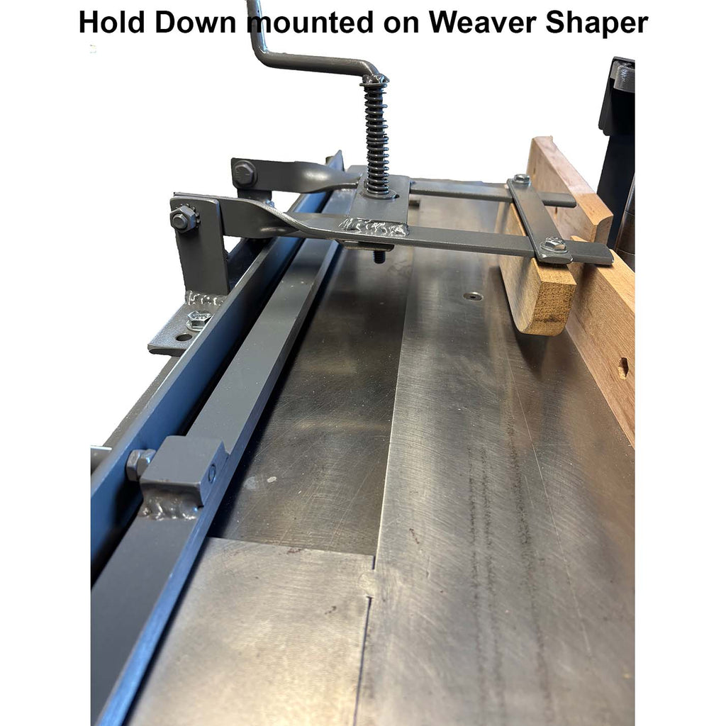 Hold Down 4" Weaver Sticker Plate Setup w/ Hold Down - Professional Setup for Industrial Woodworking
