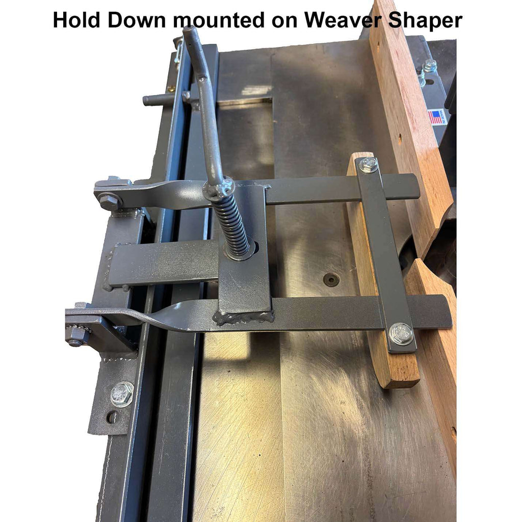 Hold Down 4" Weaver Sticker Plate Setup w/ Hold Down - Professional Setup for Industrial Woodworking