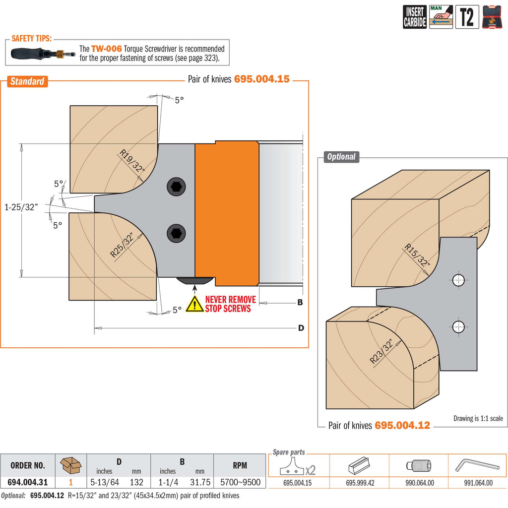 Multiradius Roundover Cutter Heads