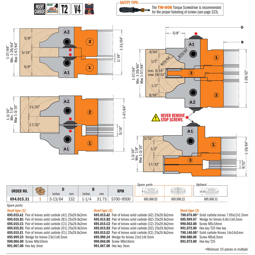 Profile & Counter Profile Cutter Head Sets - Professional Cutter for Industrial Woodworking
