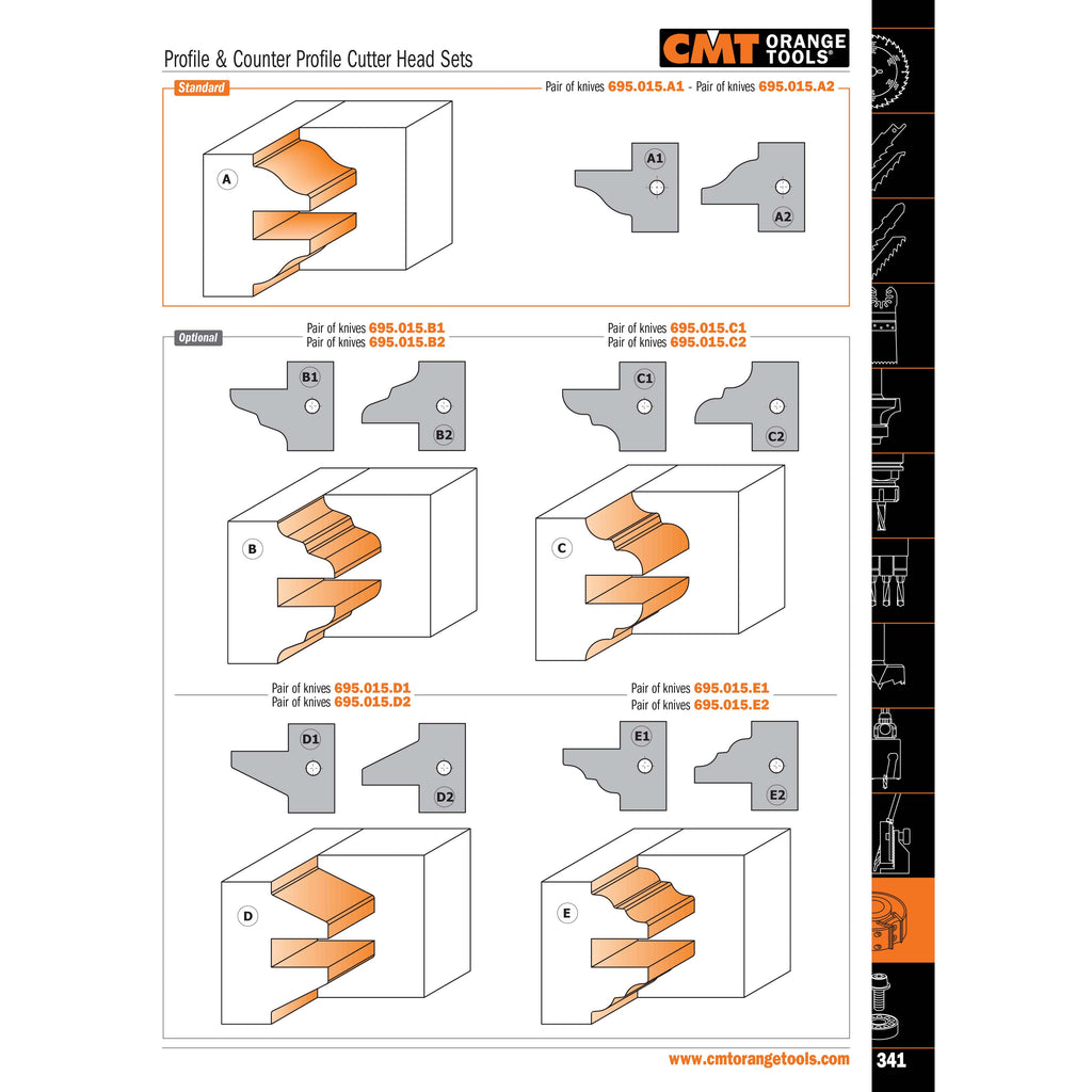 Profile & Counter Profile Cutter Head Sets - Professional Cutter for Industrial Woodworking