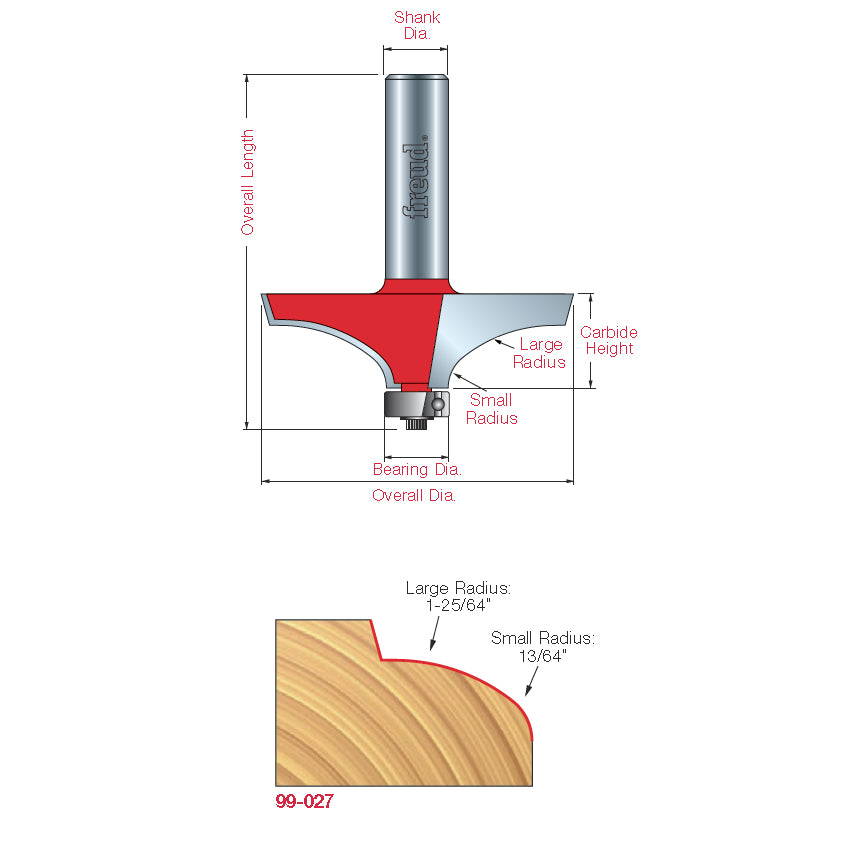 99-027 Table Edge & Handrail Bits - Professional Table Edge & Handrail Bits for Industrial Woodworking