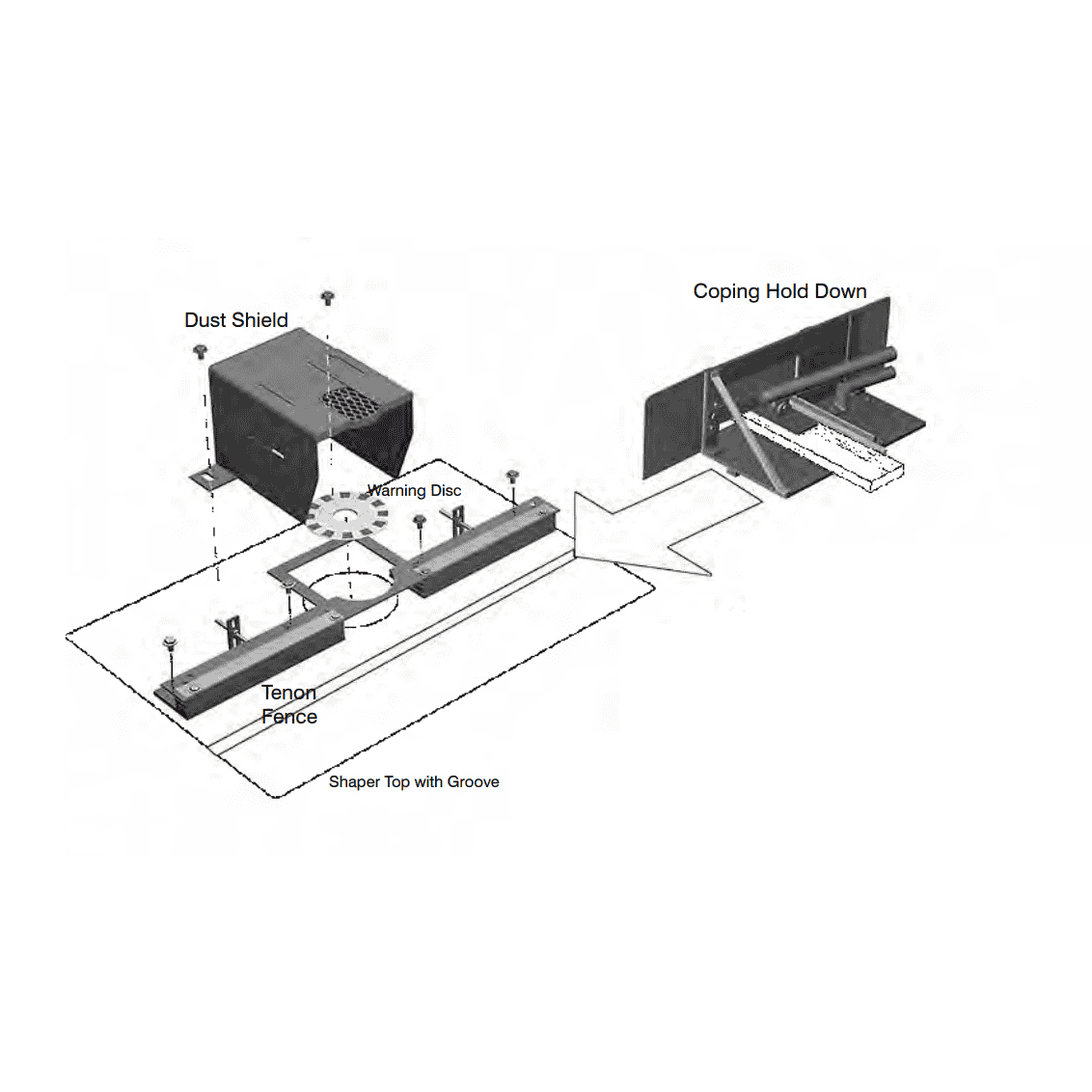 Continuous Tenon Setup - Flat Mounting Coping Hold Down - Professional Setup for Industrial Woodworking