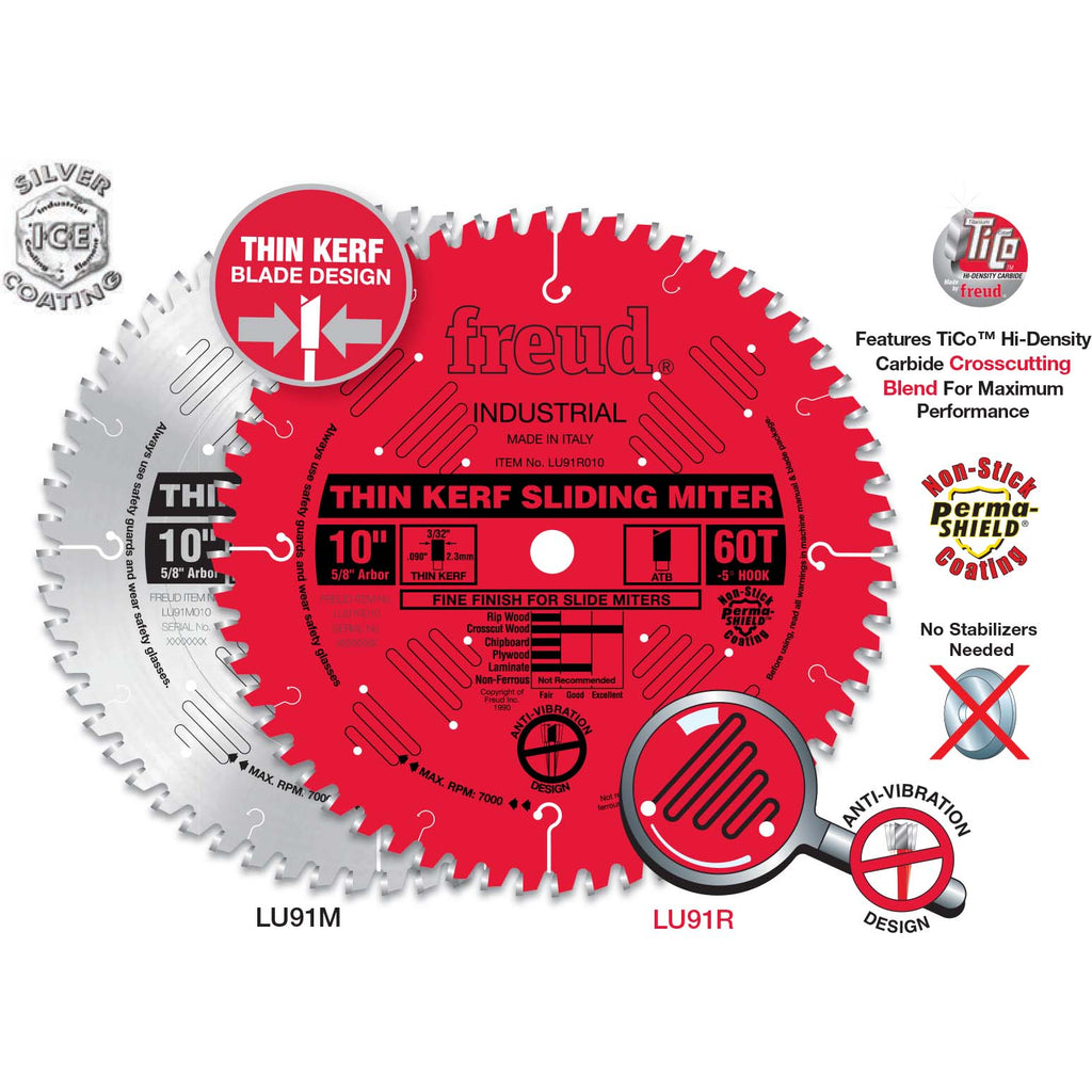 Thin Kerf Sliding Compound Miter Saw Blades CROSSCUTTING BLADE - Saw Blades - Professional Saw Blade for Industrial Woodworking