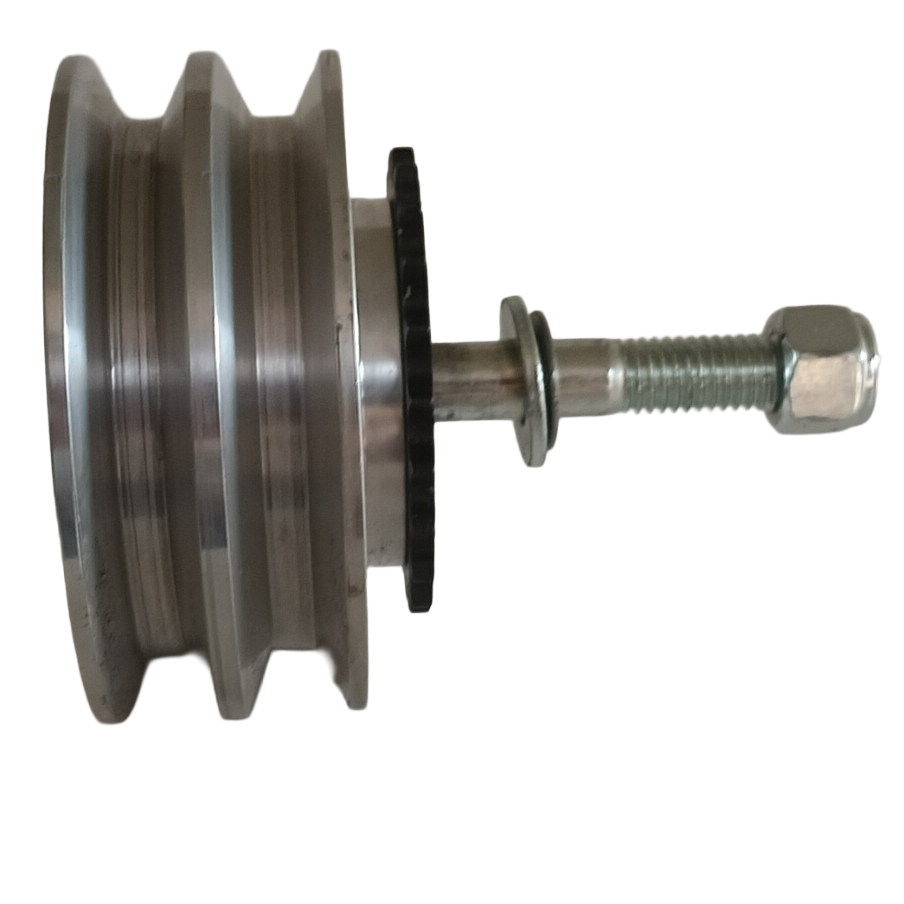 Driven Power Feeder Pulley With Sprocket & Spindle - Professional Power Feeder Part for Industrial Woodworking